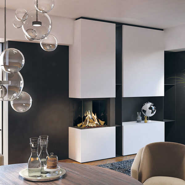 DRU Maestro 60/2 Gaspejs H:923 B:776 D:495 - Flaskegas - Black Smooth (matsort) - Standard glas - Venstre - LED