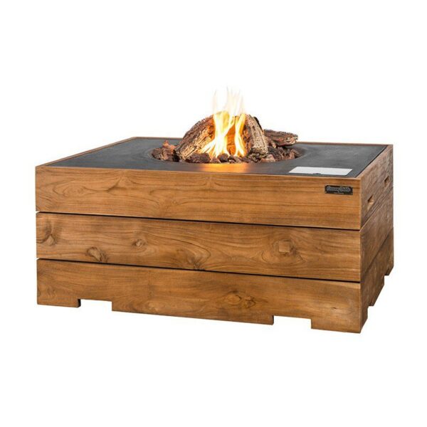 Rektangulær gaspejs-bord i teak - antracit